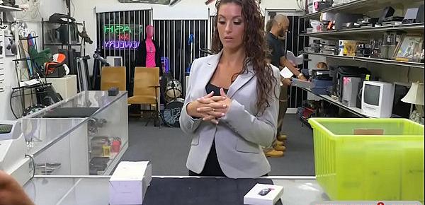  Curly haired babe pounded by pawn dude at the pawnshop